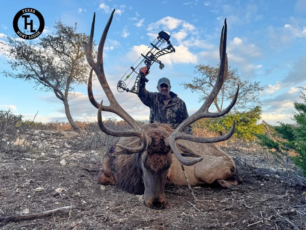 Hunter with Elk (325-374 inches) bow hunt at Texas Hunt Lodge, January 2026