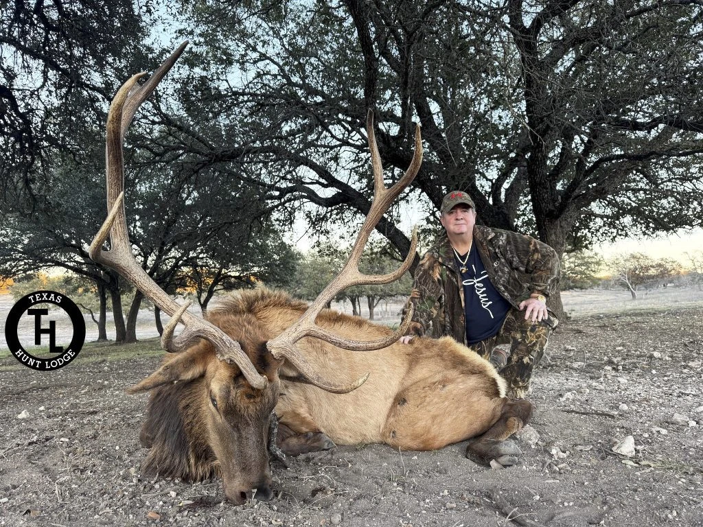 Elk trophy (under 324 inches) at Texas Hunt Lodge, January 2026